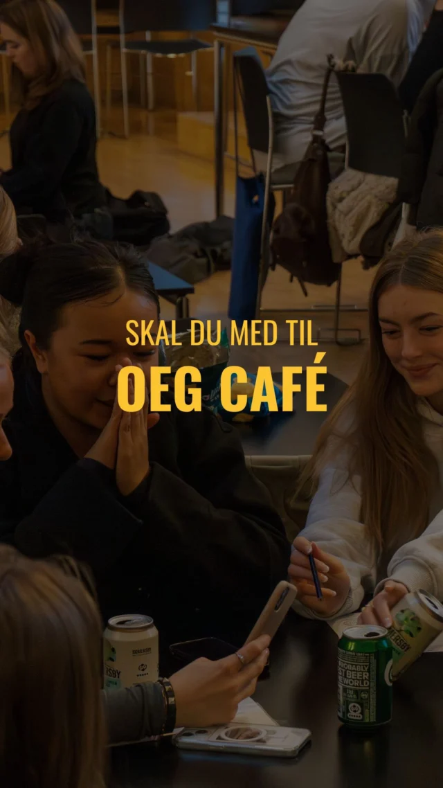 OEG CAFÉ! 🍻🤩  Kom med til OEG Café på fredag når du har fri, og slut ugen med god manér.  Café udvalget disker op med kolde drikkevarer, god musik og lækre vibes i kantinen - så vi mangler bare dig! 🫵